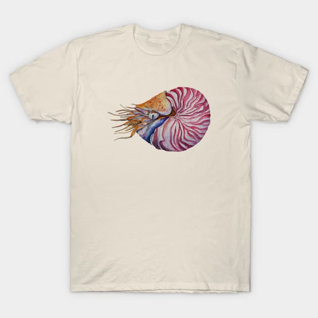 Spiral Serenity | Nautilus in Watercolor T-Shirt by SnehaColoursoft